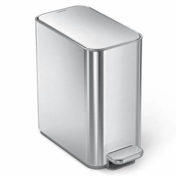 5L Slim Bathroom Step Trash Can Steel Garbage Can with Built in Liner Pocket