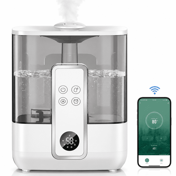 5L Smart Cool Mist Humidifier Top-Fill Humidifiers 50H Long Runtime Tuya App Control for Bedroom Home Office,White