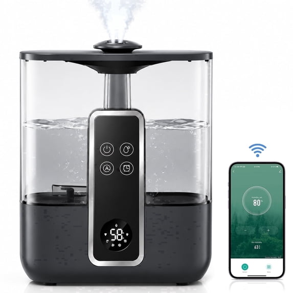 5L Smart Cool Mist Humidifier Top-Fill Humidifiers 50H Long Runtime Tuya App Control for Bedroom Home Office,Black