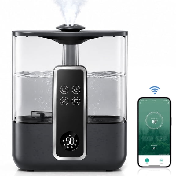 5L Smart Cool Mist Humidifier Top-Fill Humidifiers 50H Long Runtime Tuya App Control for Bedroom Home Office,Black