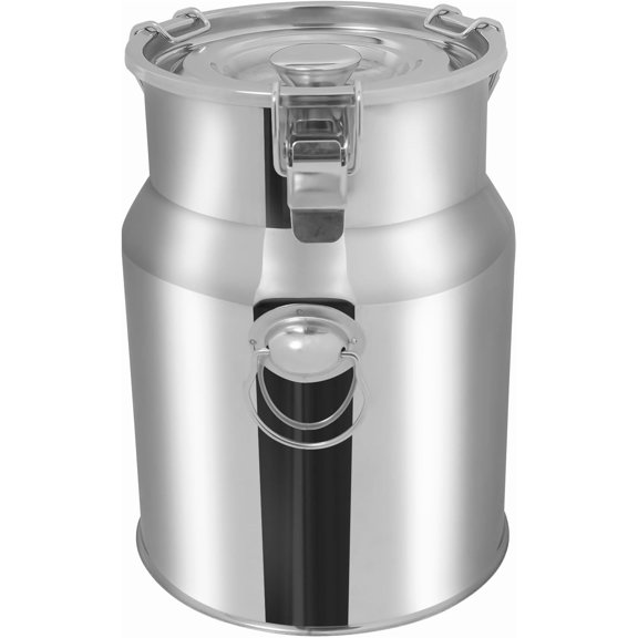 5L Stainless Steel Milk Can1.3 Gallon Food Grade 201 Storage Container with Sealed Lid for Milk Transport Beer Brewing Oil & Water Storage Commercial & Home Use