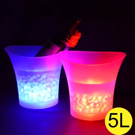 5L Waterproof Plastic LED Ice Bucket, Bars Nightclubs LED Light Up Champagne Beer Bucket (Color Changing)