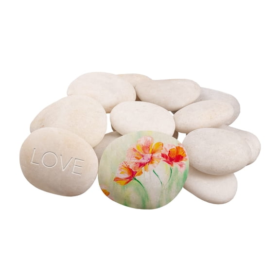 5LB Decorative Stones River Pebbles Rocks for Rock Painting, Plant Gravel, Landscaping, Home Decor Natural - Medium White