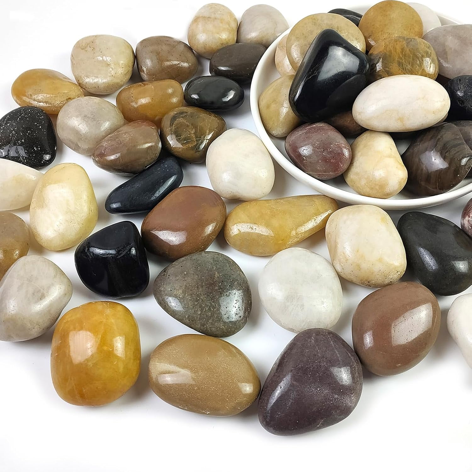 5LB High Polished Colorful River Rocks,1-2.2 Inch Mixed Color Pebbles ...