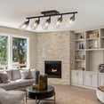 thumbnail image 1 of 5Lights Semi Flush Mount Ceiling Light, Adjustable Kitchen Light Fixtures Ceiling Mount with Clear Glass Shades, Rotatable Black Track Lighting Fixtures for Hallway, Foyer, Bedroom(Bulb Not Included), 1 of 10