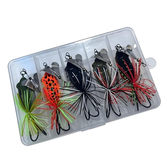 5Lots Topwaters Spinner Frogs Lures Artificial 3D Eye Fishing Frogs Lures Soft Tube Baits Fishing Baits