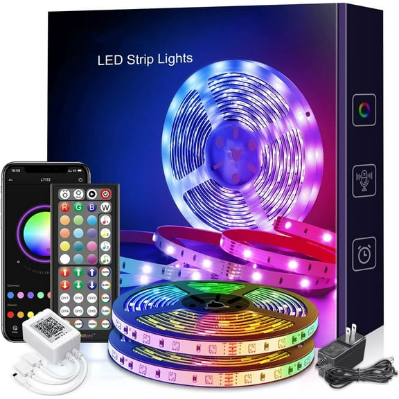 5M/ 16.4Ft LED Strip Lights for Bedroom with App Remote, Christmas LED Lights RGB Color Changing LED Strip Lights for Home Bedroom KTV Bar Party Decoration