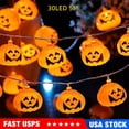 thumbnail image 1 of 5M 30 LED Pumpkin Lights Halloween String Lights Home and Outdoor Decoration, Flickering, Steady Orange Light, 1 of 11