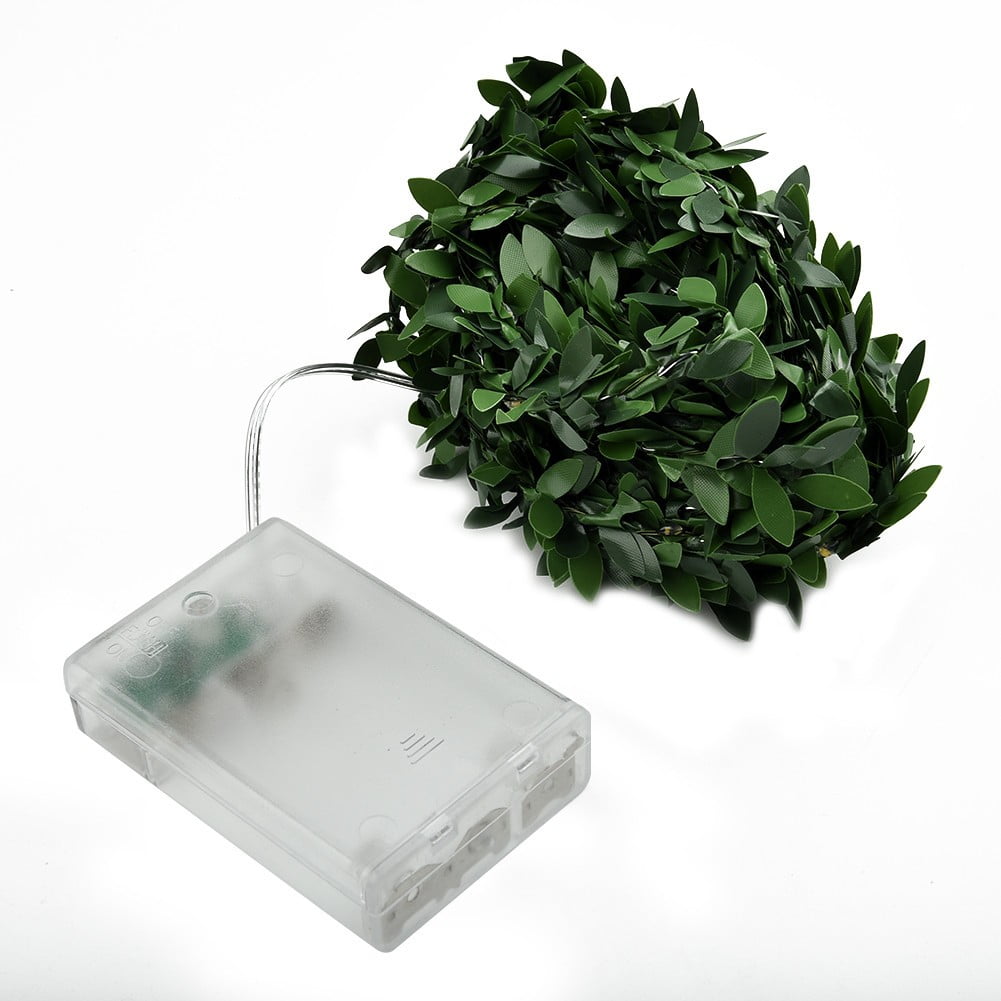 5M 50LED Fake Green Leaf String Fairy Lights Christmas Tree Wedding