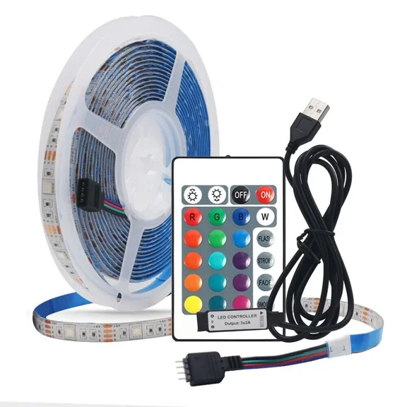 5M 5V Usb Led Strip Lights Tv Back Light 5050 Rgb Colorful With 24Key Remote