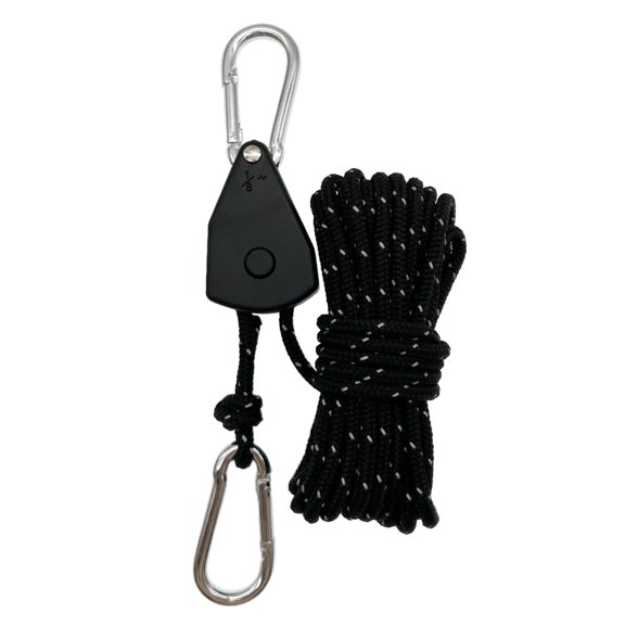 5M Adjustable Tent Hanging Rope with Buckle and Pulley, Windproof 4mm Reflective Man Lines, Camping Accessories