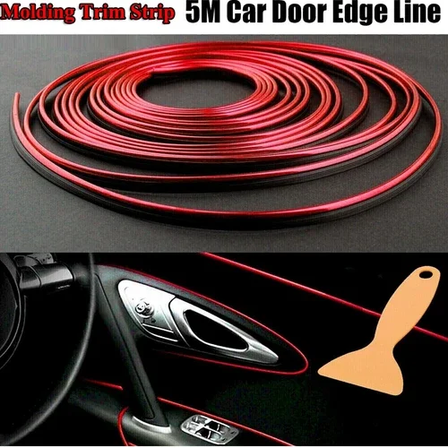 5M Car Door Panel Edge Gap Strip Cover Decor Molding Trim Car Accessories Red Us