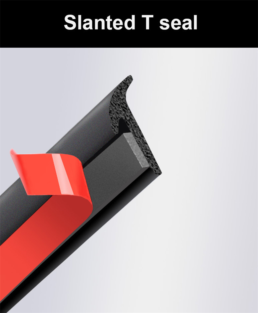 5M Car Rubber Sealing Strip Inclined Tshaped Weatherproof Edge Trim Universal