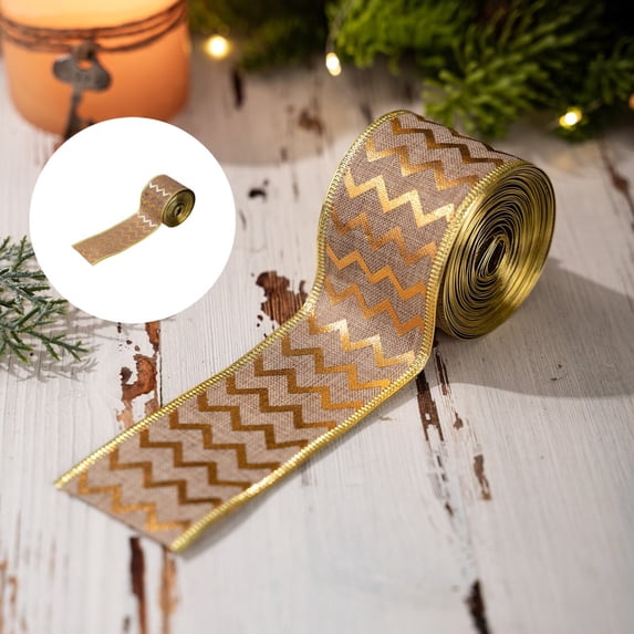 5M Christmas Decorative Ribbon, Metallic Edge Wired Ribbon for Christmas Tree, Wreath, Gift Wrapping, Bow Making and Holiday DIY Crafts