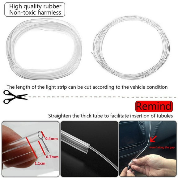 5M Clear Light Guide Strips For Car Interior Atmosphere Lamp RGB Ambient Light