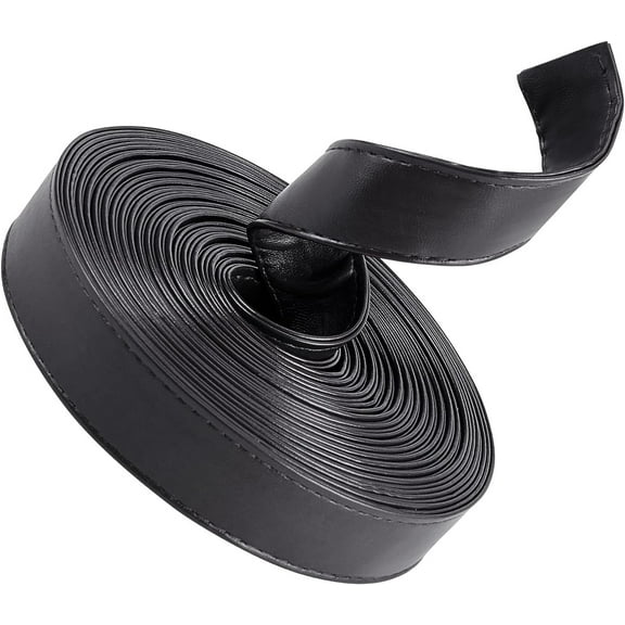 5M Double Sided Leather Strips 1 Inch/25MM Wide Shoulder Bag Leather Strap Roll Black Smooth Leather String Flat Cord for DIY Crafts Clothing Making Handles Pet Collars Traction Ropes Belt