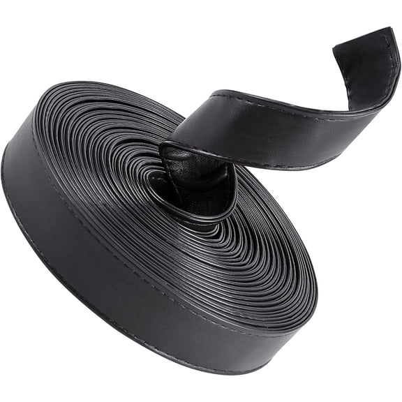 5M Double Sided Leather Strips 1 Inch/25MM Wide Shoulder Bag Leather Strap Roll Black Smooth Leather String Flat Cord for DIY Crafts Clothing Making Handles Pet Collars Traction Ropes Belt Black