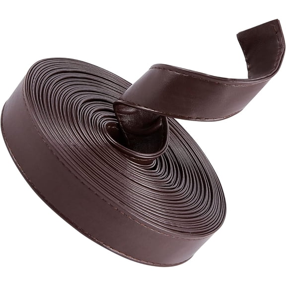 5M Double Sided Leather Strips 1 Inch/25MM Wide Shoulder Bag Leather Strap Roll Coconut Brown Smooth Leather String Flat Cord