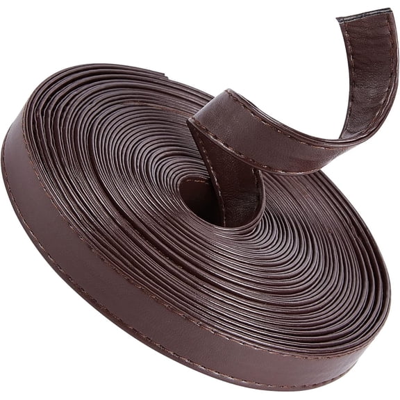 5M Double Sided Leather Strips 15MM Wide Shoulder Bag Leather Strap Roll Coconut Brown Smooth Leather String Flat Cord DIY