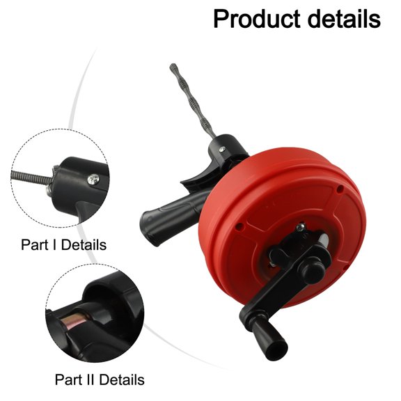 5M Drain Auger, Dual-purpose Mode Drain Snake Tool,Professinal Plumbing Snake