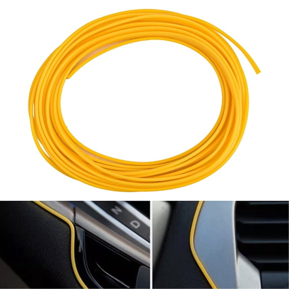 5M Flexible Car Interior Molding Line Trim with Stylish Yellow Edge for Decoration