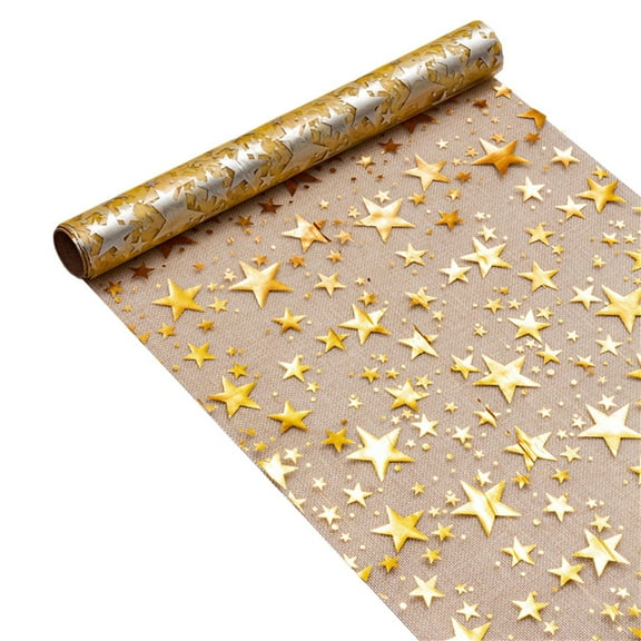 5M Gold Star Table Runner Festival Party Decoration for Holiday Celebration