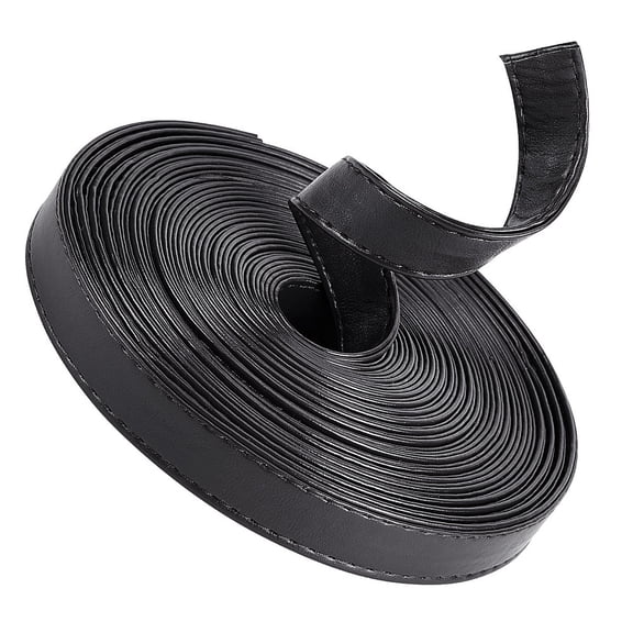 5M Long Double Sided Leather Strips 15MM Wide Black Smooth Leather Cord for DIY Crafts Clothing Making Handles Pet Collars Traction Ropes Belt
