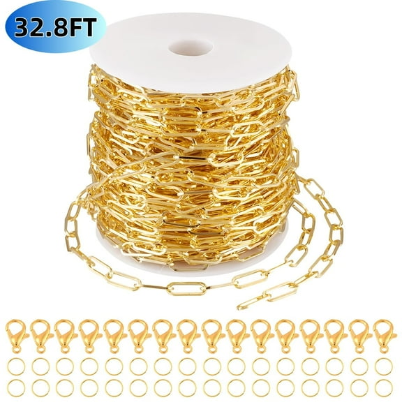 Necklace Chain for Jewelry Making 32.8FT with Lobster Clasps and Jump Rings - Men Women Jewelry Making Supplies