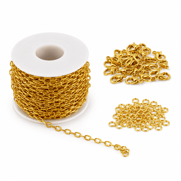 Necklace Chain with Lobster Clasps and Jump Rings,Jewelry Making Chain for DIY Necklaces,Bracelets and Earrings 32.8 ft