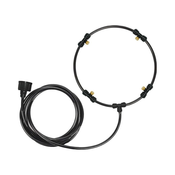 5M Outdoor Misting Fan Kit - Patio Cooling System, Water Spray Attachment, 16/18" Brass Nozzles, for Backyard Summer Use, Instant Temperature Reducer, black A