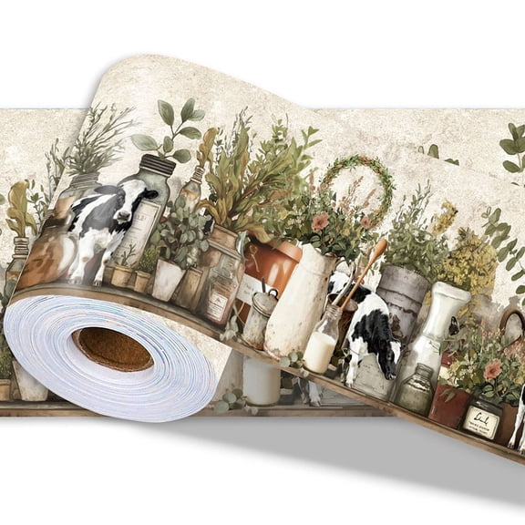 5M PVC Stickers Rectangle Wallpaper Border Stickers Cattle 100mm for DIY