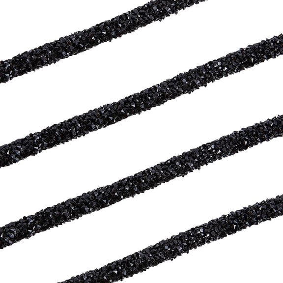 5M PVC Tubular Rubber Cord Hollow Pipe with Resin Rhinestone Black 5-6mm Hole: 2mm
