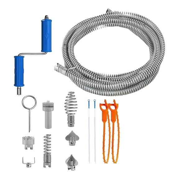 5M Pipe Care Tool With Multiple Attachments For Hair Grease Waste Removal