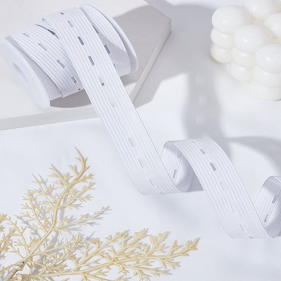 5M Polyester Buttonhole Elastic Cord Flat Clothes Accessories 1Pc Plastic Empty Spools White 19mm diy
