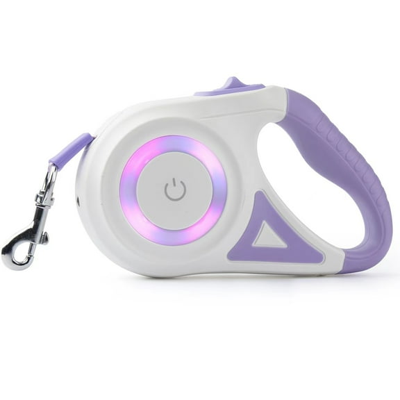 5M Retractable Light-Emitting Leash With Spotlight LED Night Walk Non-Slip Handle for Small/Medium and Large Dogs/Cats (Purple)