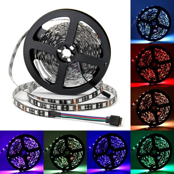 5M Rgb 5050 Smd Led Strip Light Black Pcb For Party Home Tv Bar Kitchen Patio