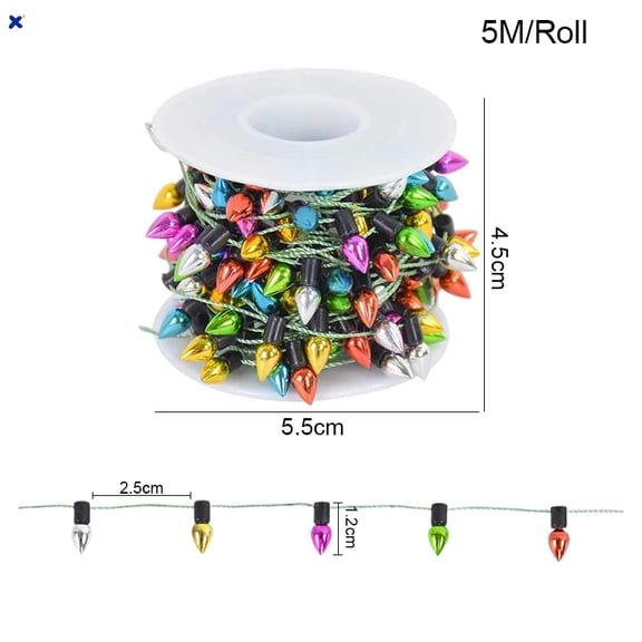 5M/Roll Christmas Decoration Light String Xmas Wreath DIY Color Bulb Ornaments Pendant Merry Xmas Party Decor New Year Navidad
