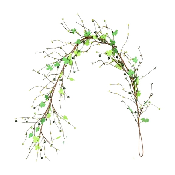 5M St. Patrick's Day Clover Berry Vine Garland, Decorative Party Supplies With Natural-Looking Clover & Berry Accents For Festive Ambiance, Perfect For Home Door Wall Decor,