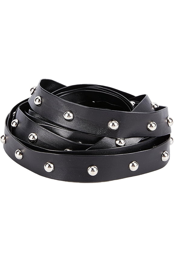 5M Studded Leather Cord Rope 20mm Wide Suede Necklace Cord Velvet Beading String Flat Imitation Leather String with Rivet for Jewelry Making Tassel Dress Purse Home Decor