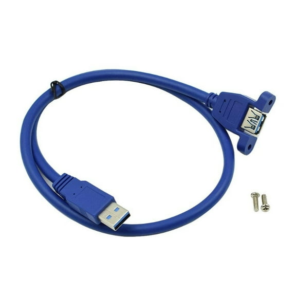 5M Super Speed USB 3.0 Type A Male to Female Extension Cable with Panel Mount and Screws Blue
