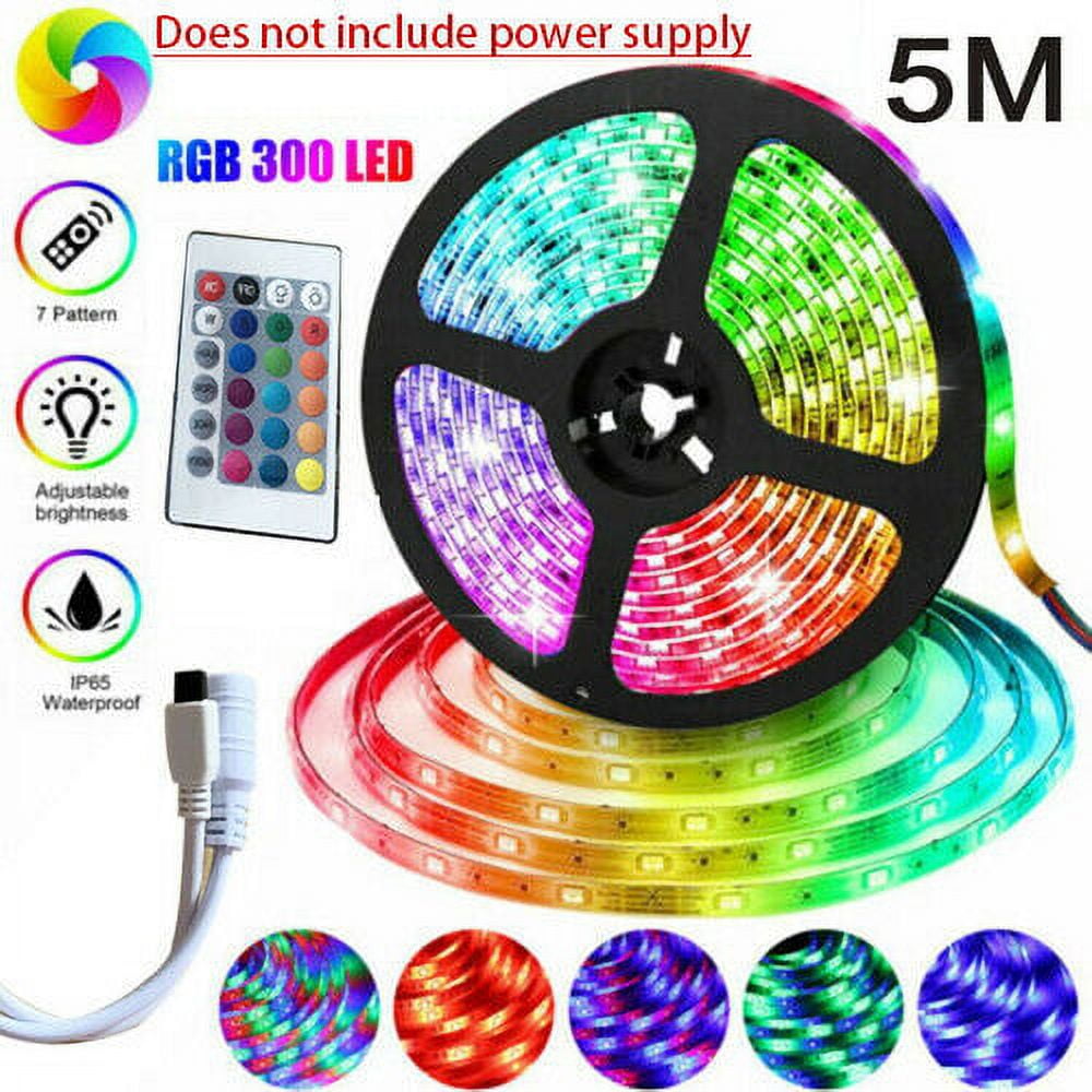 5M Waterproof RGB SMD 3528 High-density Flexible LED Light Strip 12V w/  Remote