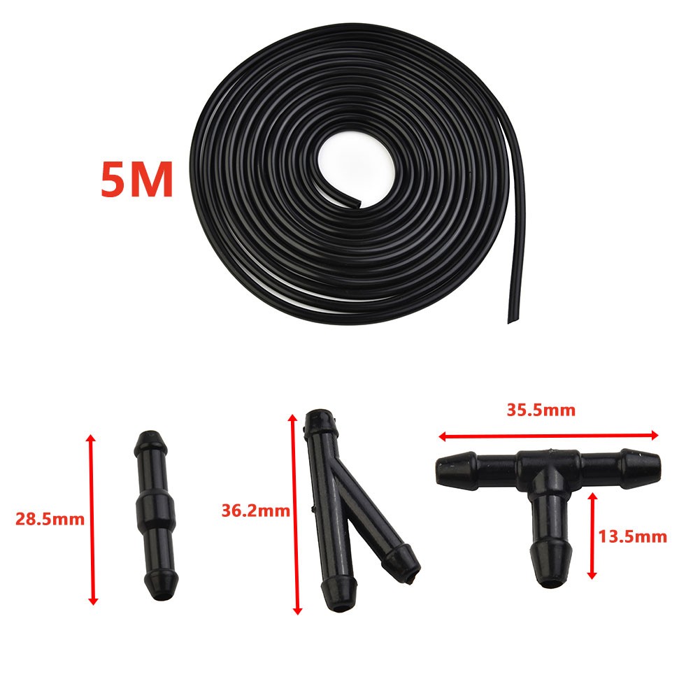 5M Windshield Wiper Tube T/Y/I Type Splitter Windshield Washer Hose Connector