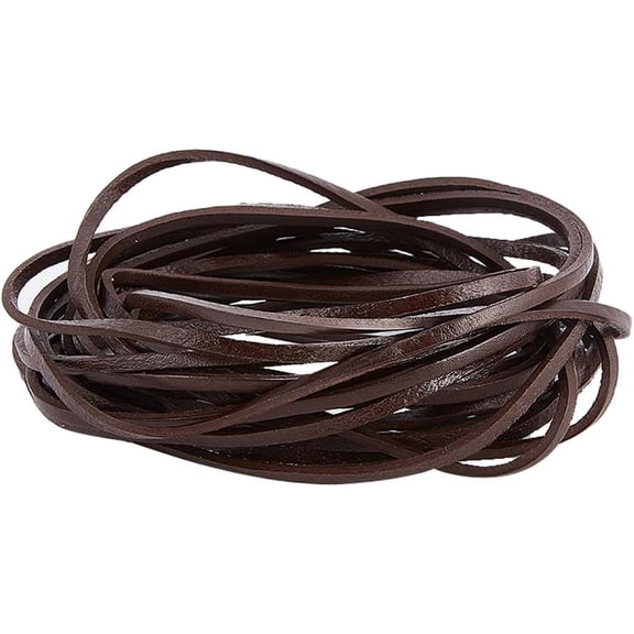 5M x 3mm Genuine Leather Strip Flat Leather Cord 2mm Thick Cowhide Leather String Braiding Thread Rope for Bracelets Neckacle Jewellery Making Lace DIY Beading Crafts Coconut Brown Coconut Brown
