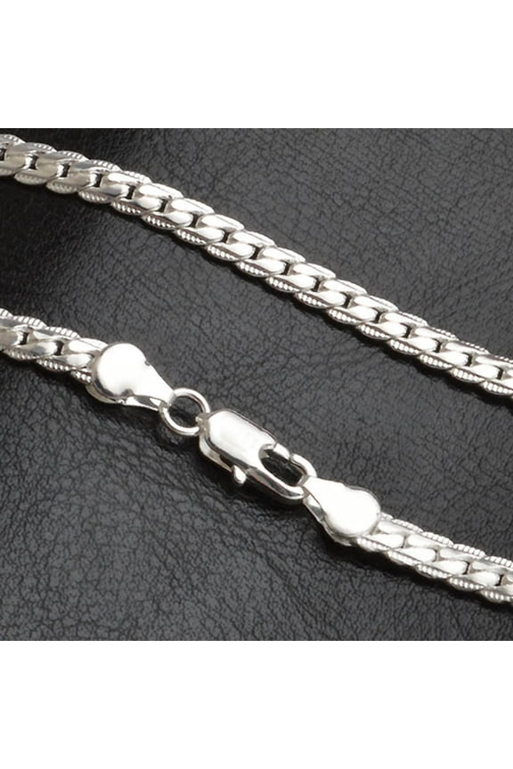 5MM 20" Men Stainless Steel Chain Herringbone Necklace Silver Plated Flat Chain