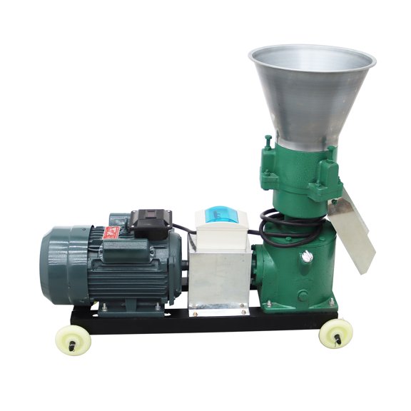 5MM Chicken Feed Pellet Mill Machine Animal Poultry Livestock Pellet Making Machine with 3 Head Press Rollers 220V 200KG/H