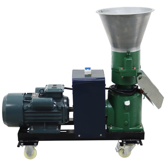 5MM Chicken Feed Pellet Mill Machine Feed Granulator Double-head Pressure Roller 220V 3kw