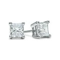 thumbnail image 1 of 5MM Clear Square Princess Cut CZ 925 Sterling Silver 1.0 tcw Basket Setting Cubic Zirconia Nickel Free Stud Earrings, 1 of 1