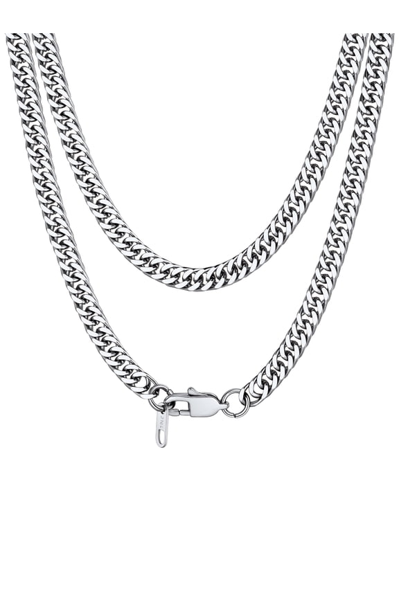 5MM Cuban Link Chain for Men Women 20 inches Stainless steel Chunky Curb Chain Necklace Jewelry Gift for Men Husband Son Grandson