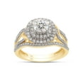 thumbnail image 1 of 5MM Cushion & Round Cut Lab Created Moissanite Diamond Double Halo Split Shank Engagement Bridal Ring Set In 10K Yellow Gold(G-H Color,VVS1 Clarity,1 Cttw)-5.5, 1 of 8