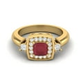 thumbnail image 1 of 5MM Cushion Ruby Glass Filled 925 Sterling Silver Gold Vermeil Accent Side Stone Dainty Engagement Wedding Bridal Ring, 1 of 3